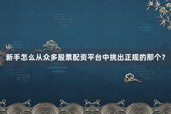 新手怎么从众多股票配资平台中挑出正规的那个？