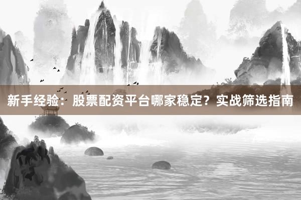 新手经验：股票配资平台哪家稳定？实战筛选指南