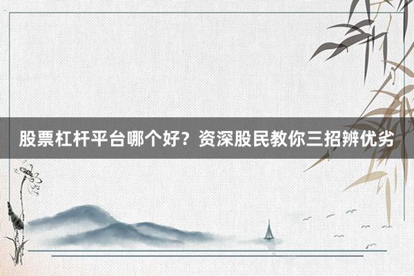 股票杠杆平台哪个好？资深股民教你三招辨优劣