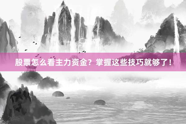 股票怎么看主力资金？掌握这些技巧就够了！