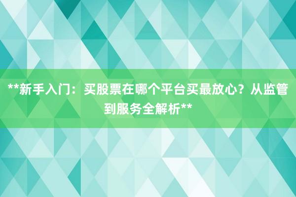 **新手入门：买股票在哪个平台买最放心？从监管到服务全解析**