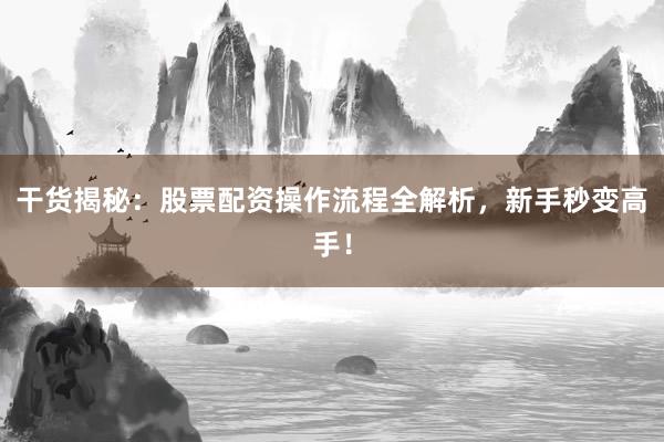 干货揭秘：股票配资操作流程全解析，新手秒变高手！