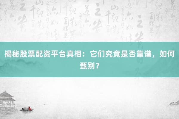 揭秘股票配资平台真相：它们究竟是否靠谱，如何甄别？