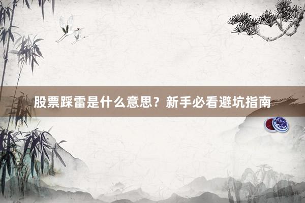 股票踩雷是什么意思？新手必看避坑指南