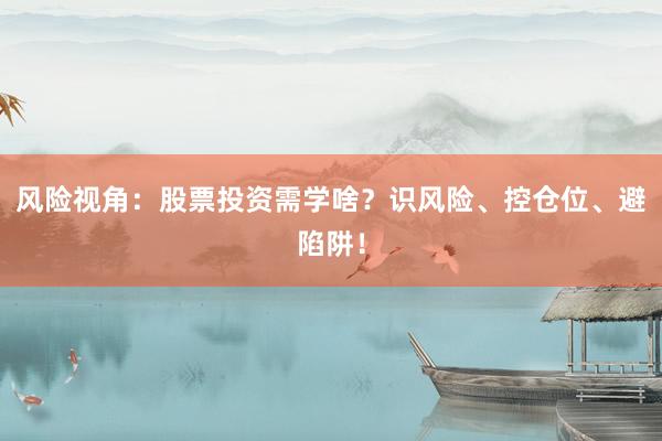 风险视角：股票投资需学啥？识风险、控仓位、避陷阱！