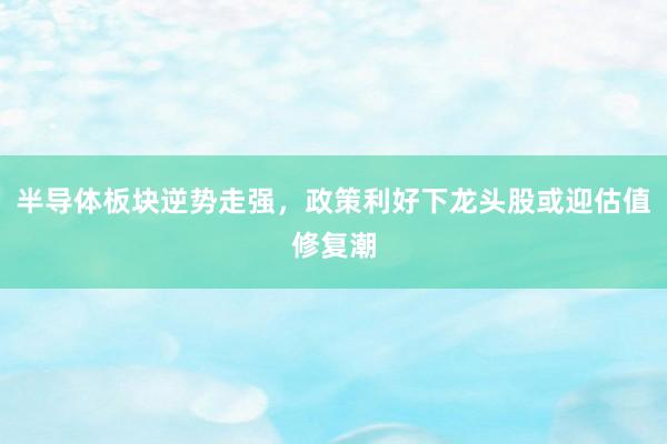 半导体板块逆势走强，政策利好下龙头股或迎估值修复潮