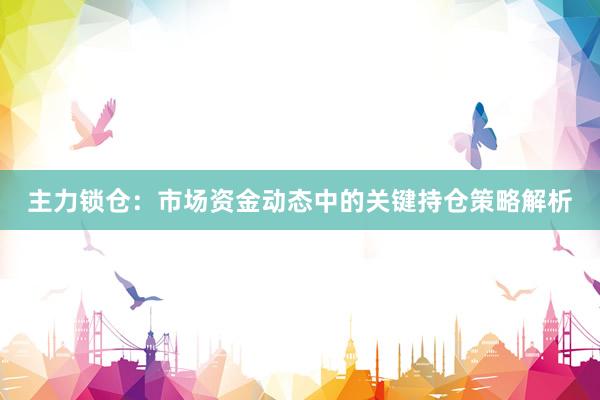 主力锁仓：市场资金动态中的关键持仓策略解析
