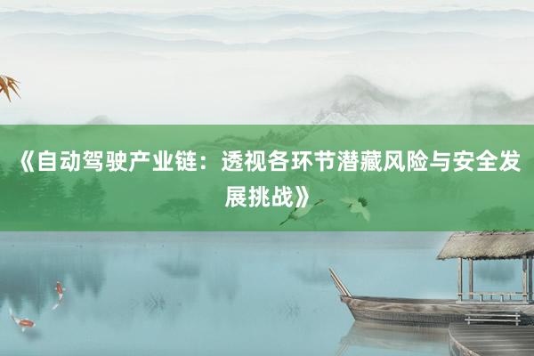 《自动驾驶产业链：透视各环节潜藏风险与安全发展挑战》