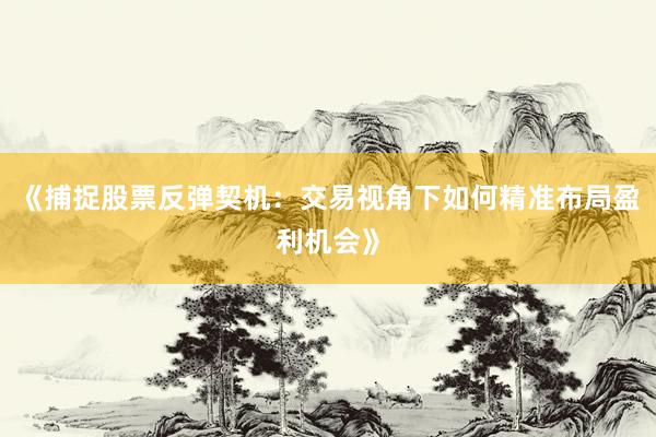 《捕捉股票反弹契机：交易视角下如何精准布局盈利机会》