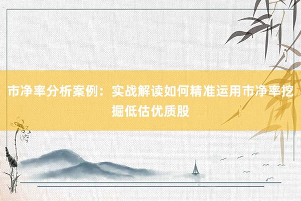 市净率分析案例：实战解读如何精准运用市净率挖掘低估优质股