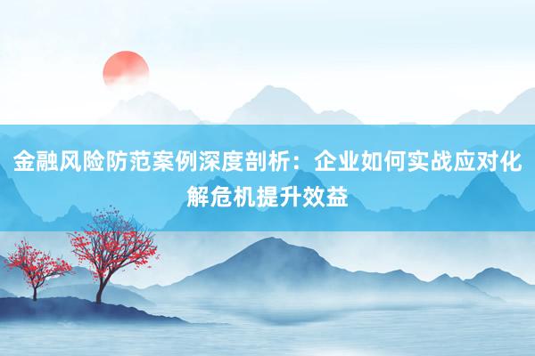 金融风险防范案例深度剖析:企业如何实战应对化解危机提升效益