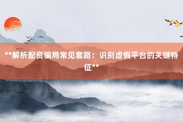 **解析配资骗局常见套路：识别虚假平台的关键特征**