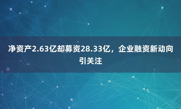 净资产2.63亿却募资28.33亿，企业融资新动向引关注