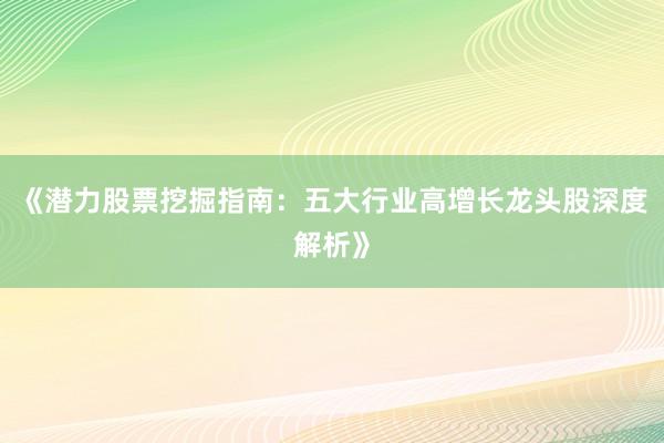 《潜力股票挖掘指南：五大行业高增长龙头股深度解析》